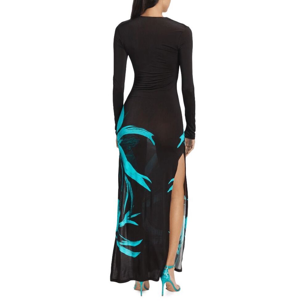 NWT Louisa Ballou Long Helios V-Neck Sheer Maxi Dress Sz Small $790 - Picture 4 of 11